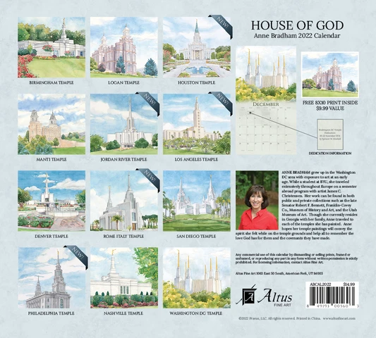 AF -2022 Anne Bradham Calendar - House of God<BR>2022年カレンダー アン・ブラッドハム　画　House of God（主の家。）＜壁掛け＞