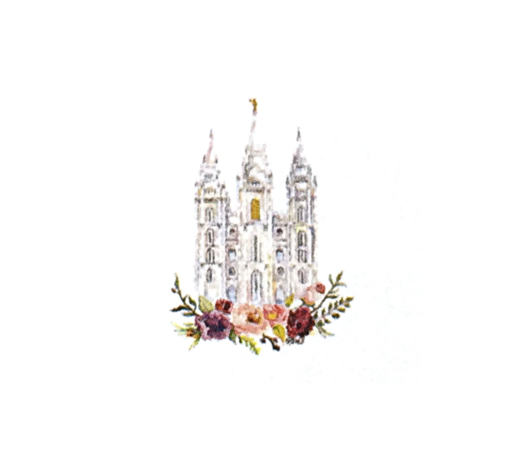 CF - 5×7 Print - Salt Lake City LDS Temple Watercolor <BR>5×7 プリント - ソルトレーク神殿　水彩画　【日本在庫商品】