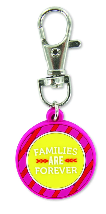 CF - Zipper Charm - Families Are Forever - Girl <BR>"家族は永遠に" ファスナーチャーム（ピンク×黄色）【日本在庫商品】