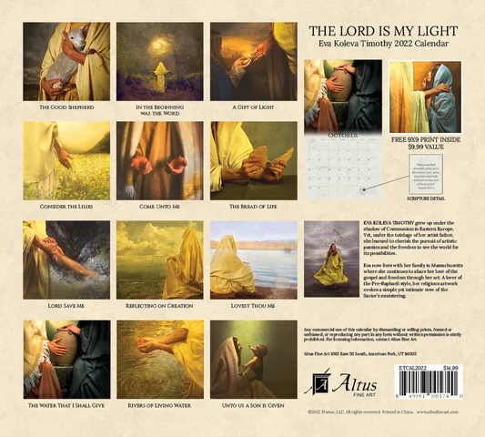 AF - 2022 Eva Koleva Timothy Calendar - The Lord is My Light<BR>2022年カレンダー エバ・コレバ・テモテ画　The Lord is My Light（主は光。）＜壁掛け＞