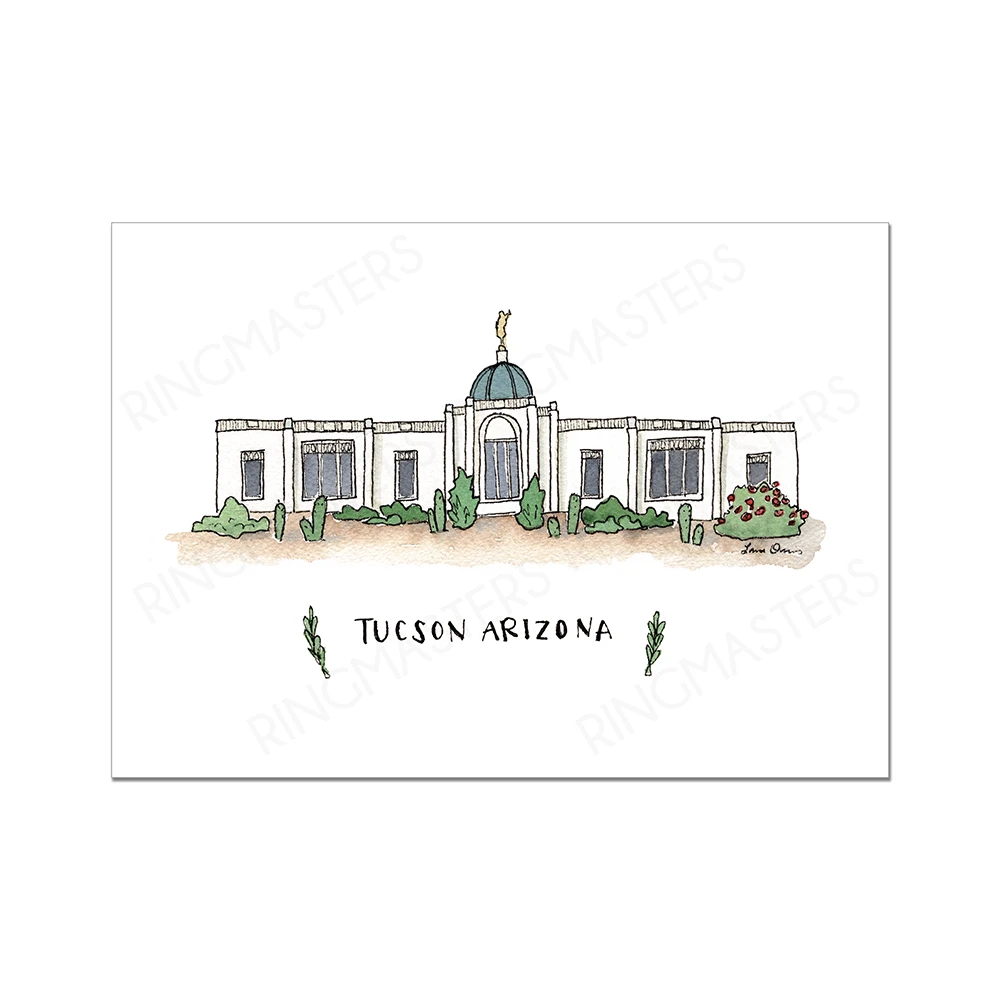 RM -  3 x 4 Print - Tucson Arizona Illustration by: Laura Davies  3 x 4” <BR/>アリゾナ州ツーソン神殿（ラウラ・デービス画）　プリントカード 3 x 4”