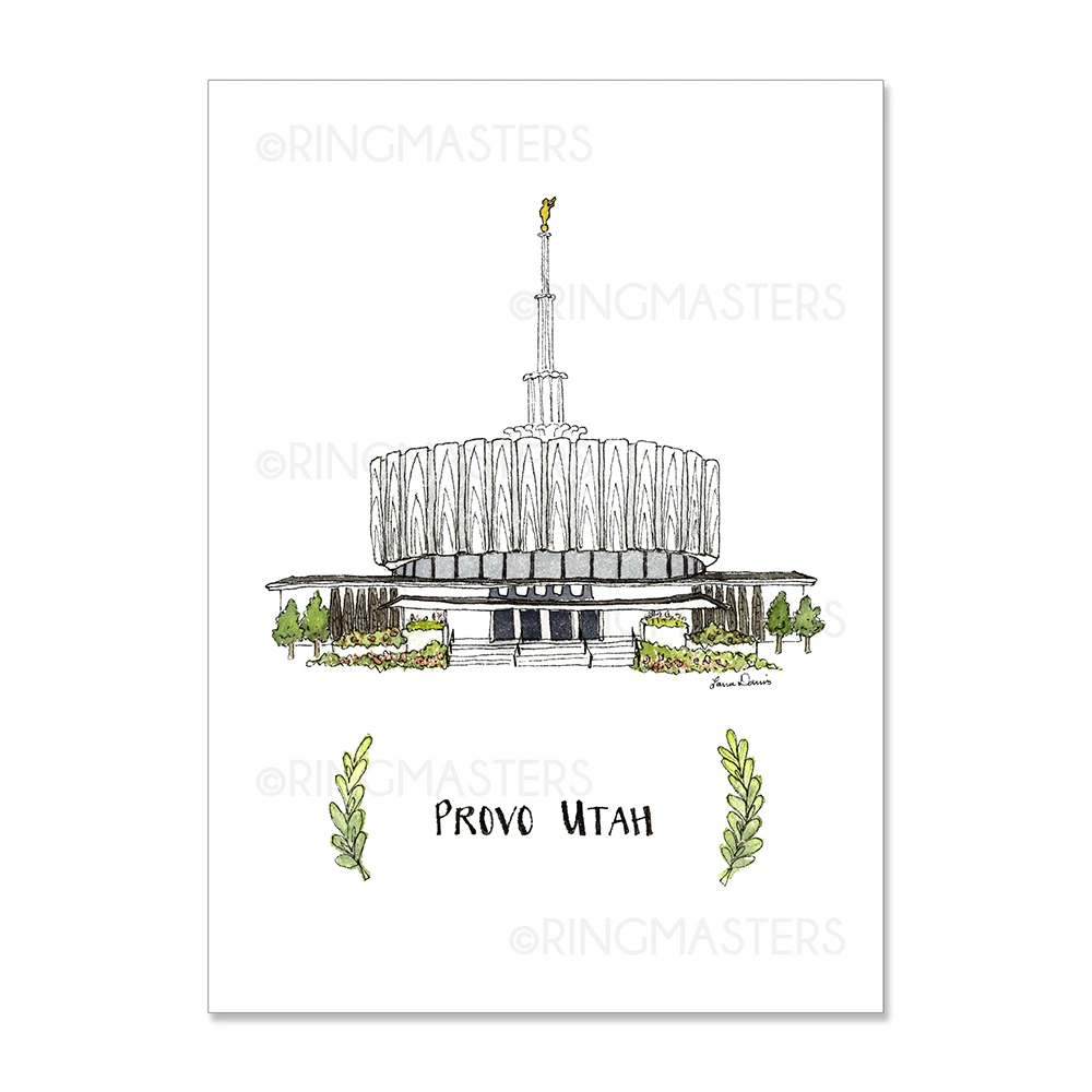 RM -  3 x 4 Print - Provo Utah Illustration by: Laura Davies  3 x 4” <BR/>ユタ州プロボ神殿（ラウラ・デービス画）　プリントカード 3 x 4”