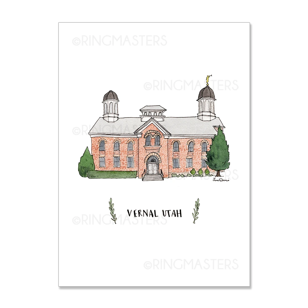 RM -  3 x 4 Print - Vernal Utah Illustration by: Laura Davies 3 x 4” <BR/>ユタ州バーナル神殿（ラウラ・デービス画）　プリントカード3 x 4”