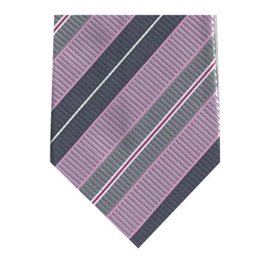 JB - Toddler Tie - Tickled Pink, Begonia, Silver and Pewter Gray Track Stripes<BR>幼児ネクタイ (1〜4歳） くすんだピンク、ベゴニア、シルバー、ピューターグレーのトラックストライプ【日本在庫わずか】