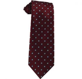 JB - Mens Tie - Burgundy Wine with Frost Blue Squares<BR>lN^C (lTCY) o[KfBCtXgu[XNGAy{݌1_z