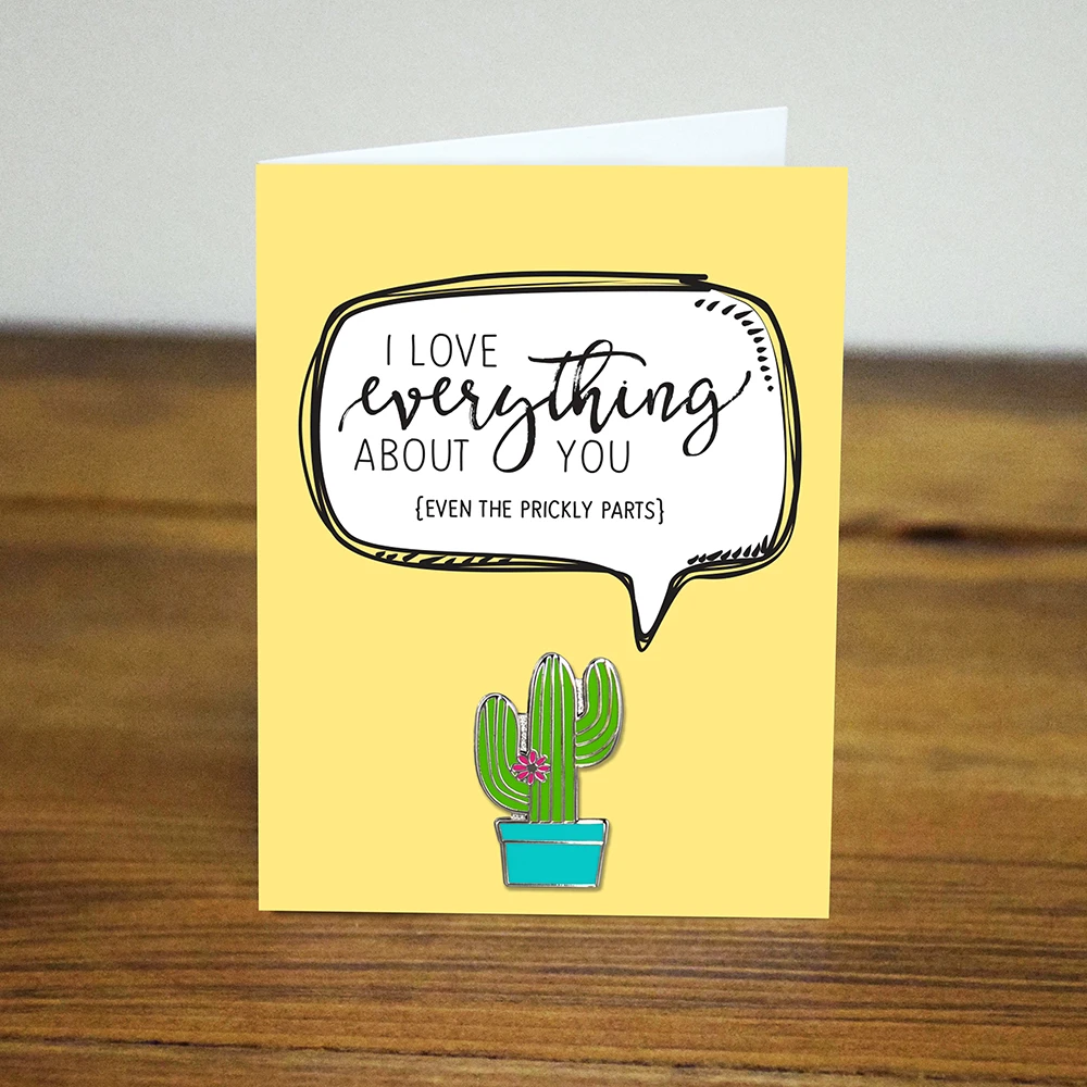 RM - Pin - I Love Everything About You Even The Prickly Parts - Cactus Enamel Pin<BR/>「ちくちくする部分も合わせて全て愛してますよ」サボテンのエナメルピン