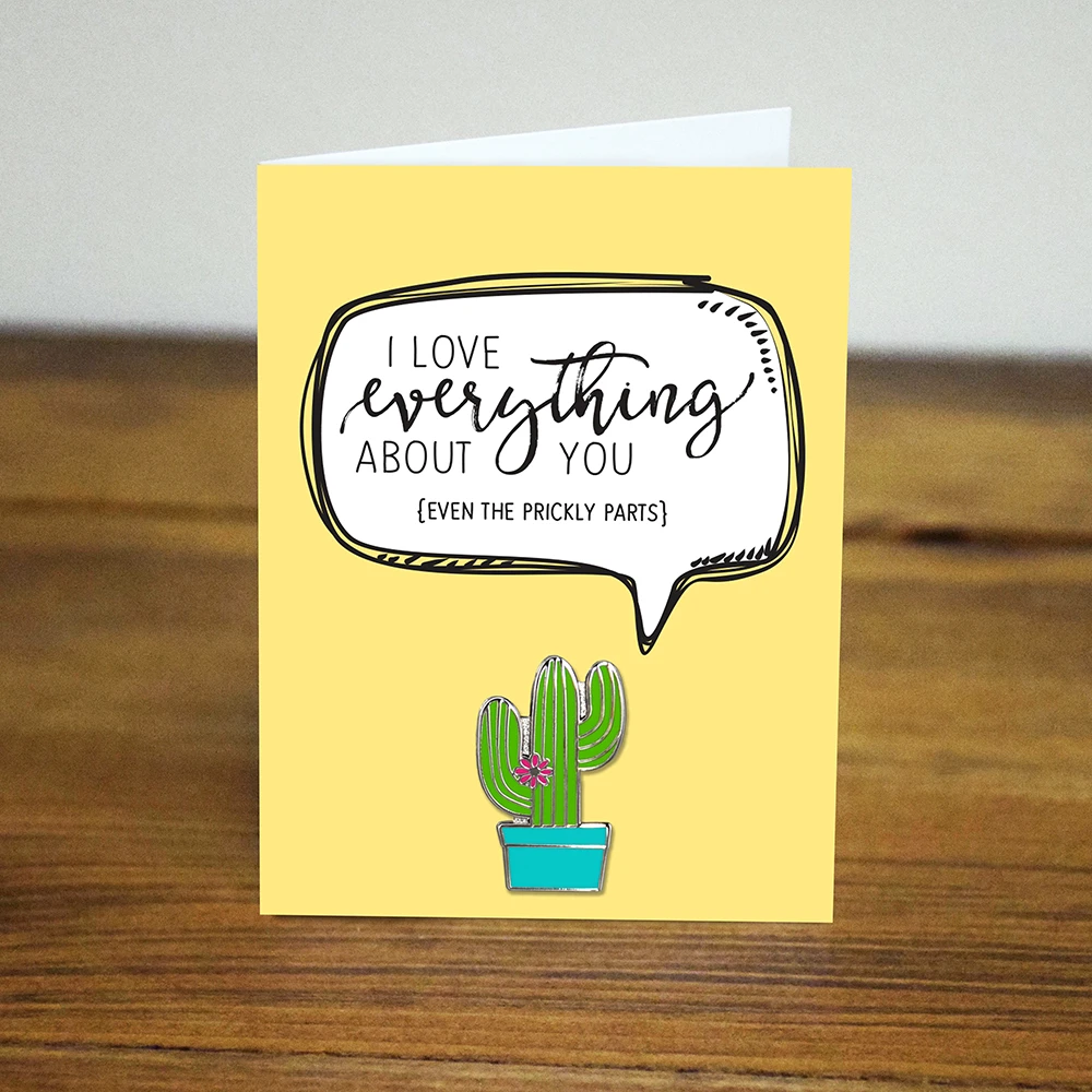 RM - Pin - I Love Everything About You Even The Prickly Parts - Cactus Enamel Pin<BR/>֤ʬ碌ưƤޤץܥƥΥʥԥ