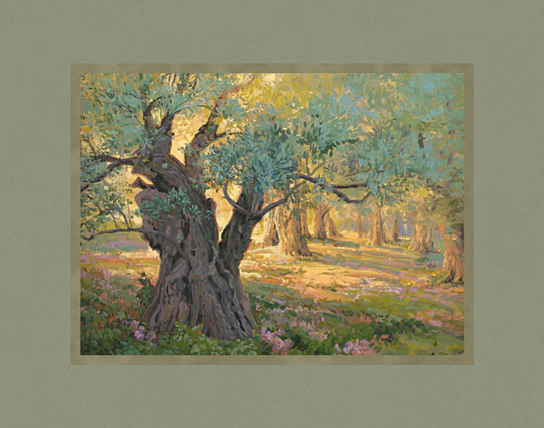 AF -8x10 - Print -Gethsemane Prayer Garden by Linda Curley Christensen - 8x10 print matted to 11x14【日本在庫】