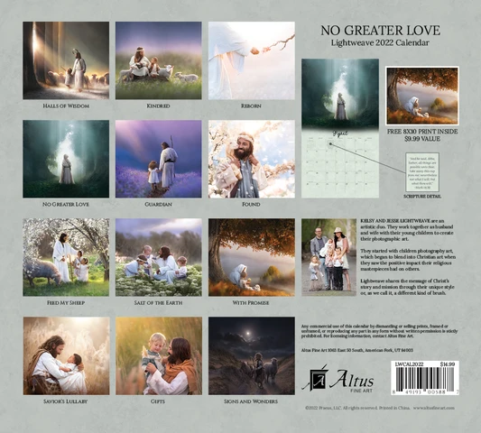 AF - 2022 Lightweave Calendar - No Greater Love<BR>2022年カレンダー ケルシー　アンド　ジェシー　ライトウェーヴ　画　No Greater Love（これ以上の愛はない。）＜壁掛け＞