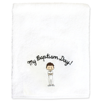 RM - Towel - My Baptism Day Brown Hair Boy Towel<BR>タオル バプテスマの日(男の子・ブラウンヘアー) 【日本在庫１点】