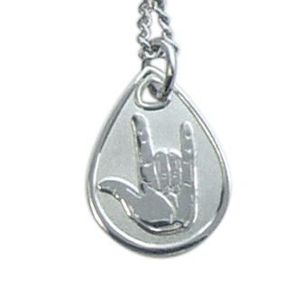 RM - Necklace - I Love You Sign Language Silver Necklace<BR>アイラブユー手話ネックレス